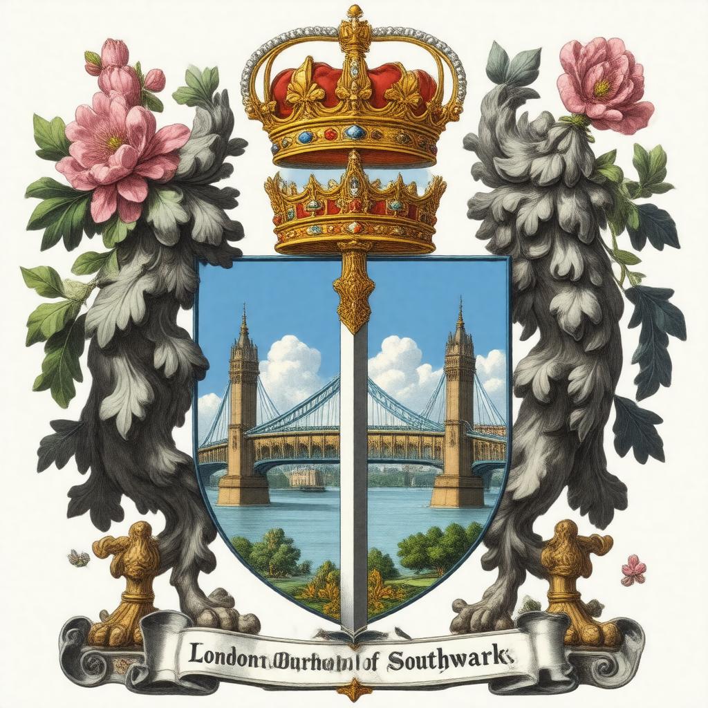 Click to view larger image AI-created image of Coat of arms of the London Borough of Southwark