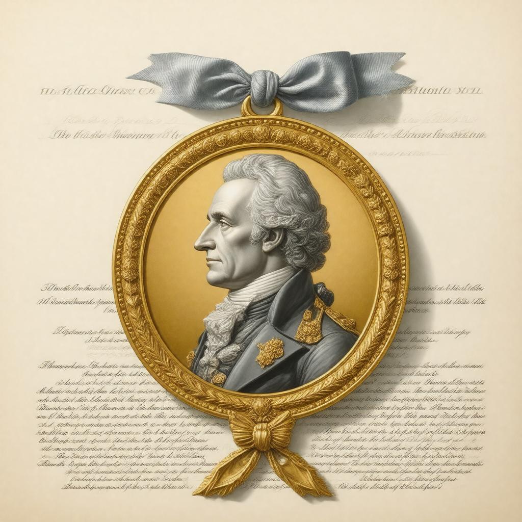Click to view larger image AI-created image of Columbia University Alexander Hamilton Medal