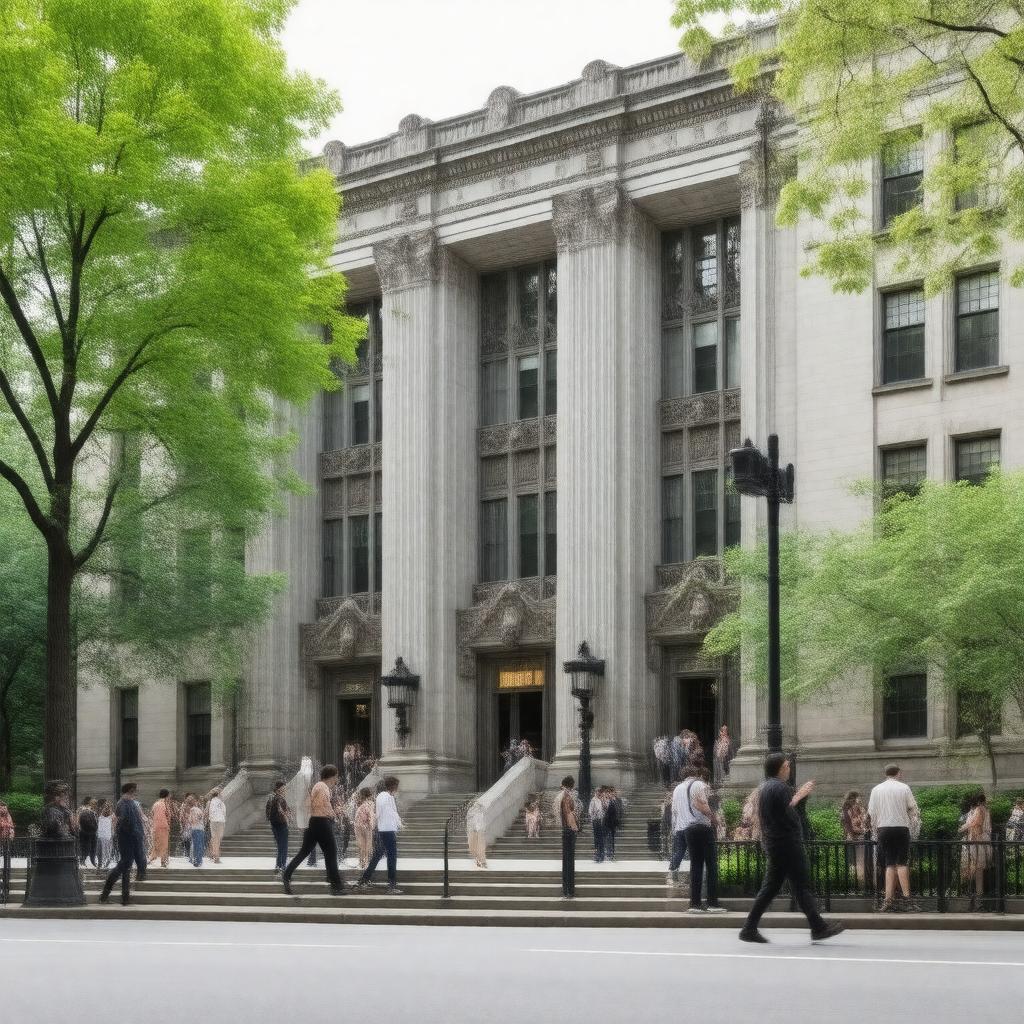 Click to view larger image AI-created image of Columbia University Graduate School of Journalism