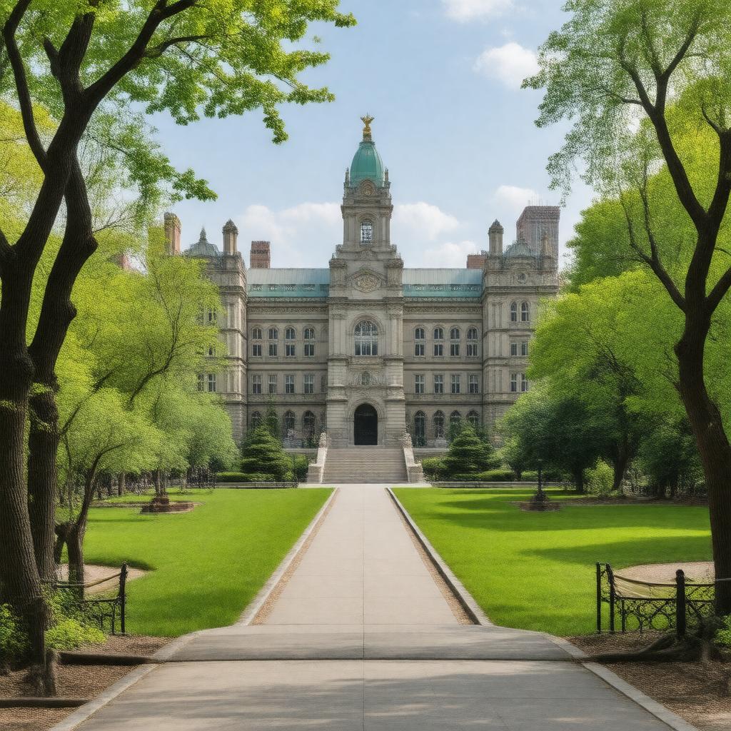 AI-created image of Columbia University Morningside Heights campus