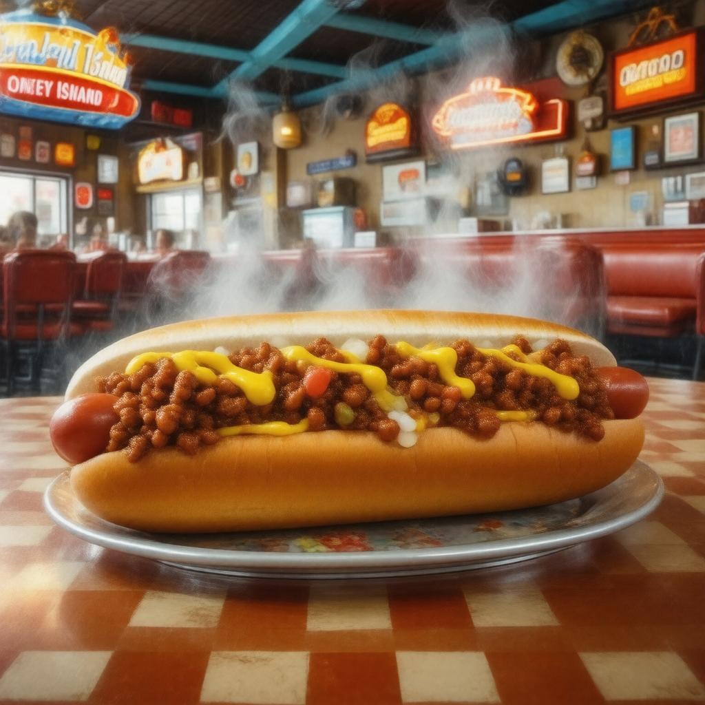 AI-created image of Coney Island hot dog
