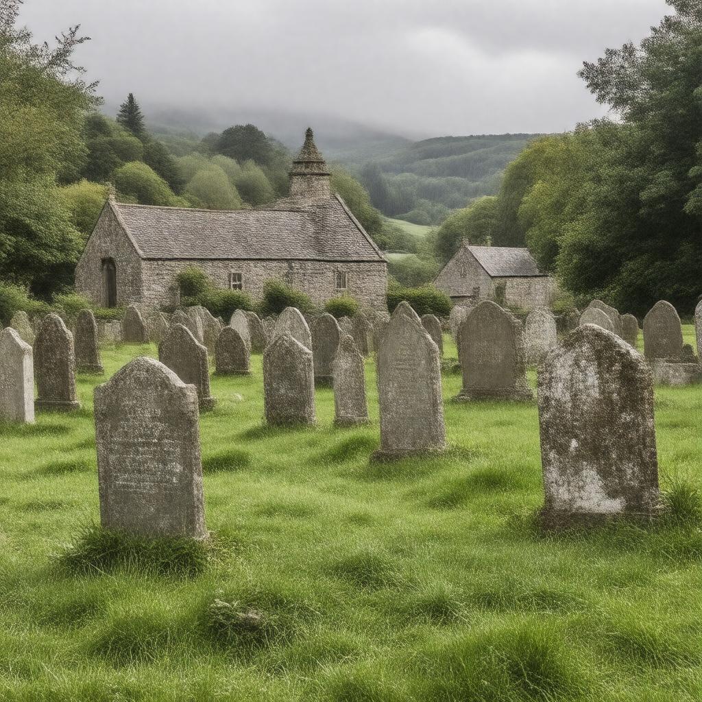 Click to view larger image AI-created image of Coniston Churchyard, Cumbria