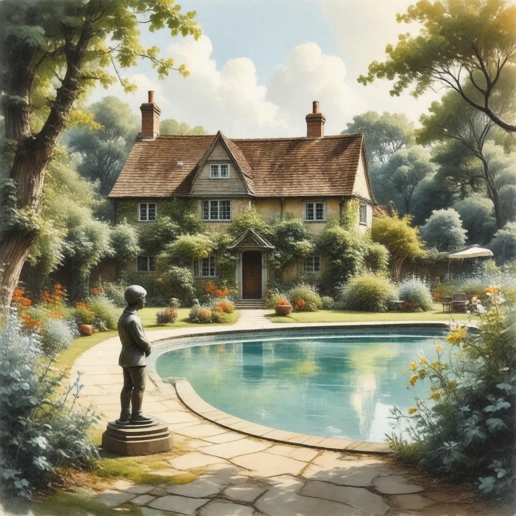 AI-created image of Cotchford Farm, Sussex, England