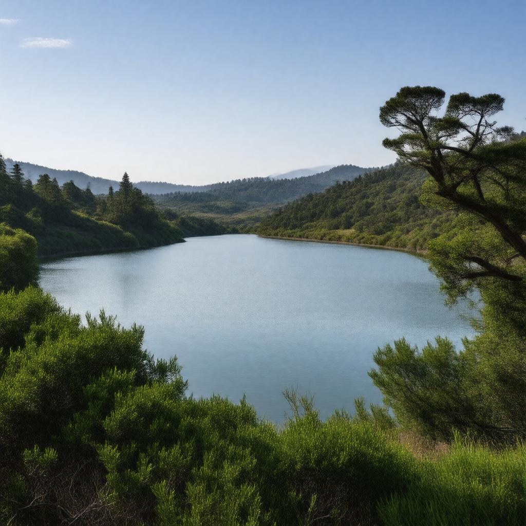 Click to view larger image AI-created image of Crystal Springs Reservoir