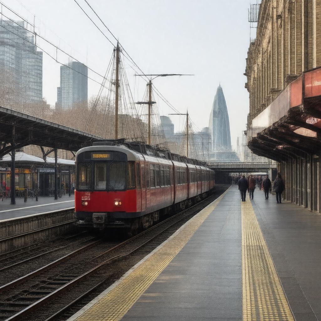 Click to view larger image AI-created image of Cutty Sark DLR station