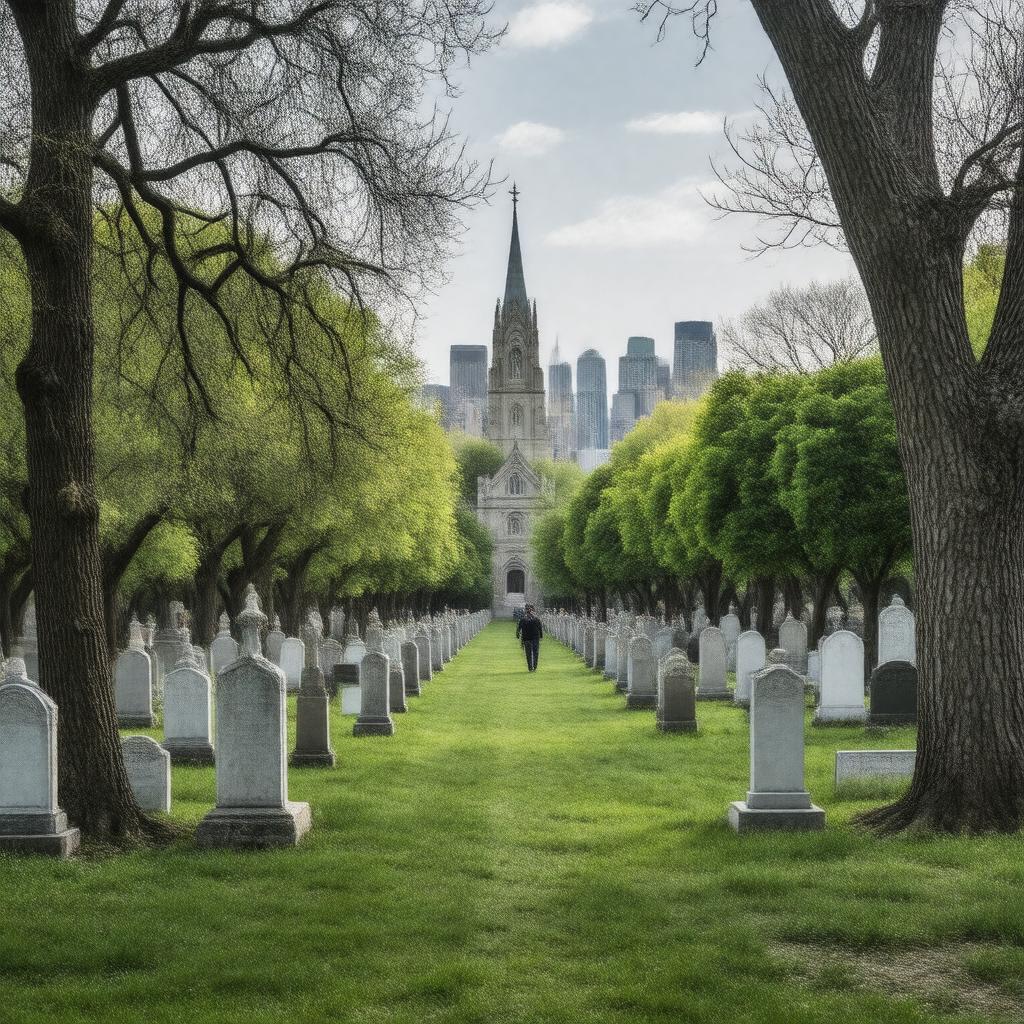 AI-created image of Cypress Hills Cemetery, Brooklyn, New York