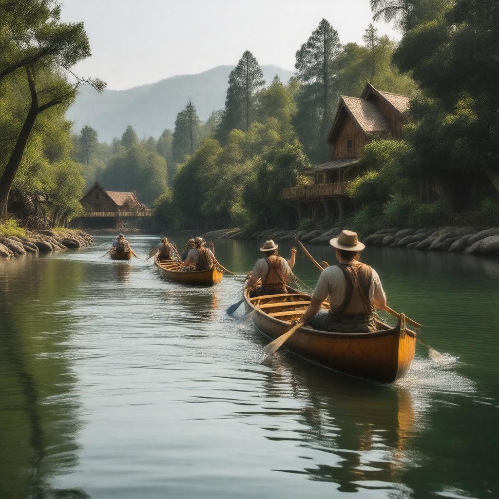 Click to view larger image AI-created image of Davy Crockett's Explorer Canoes