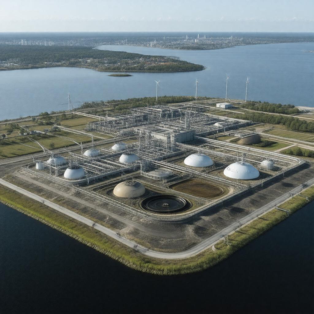 AI-created image of Deer Island Waste Water Treatment Plant