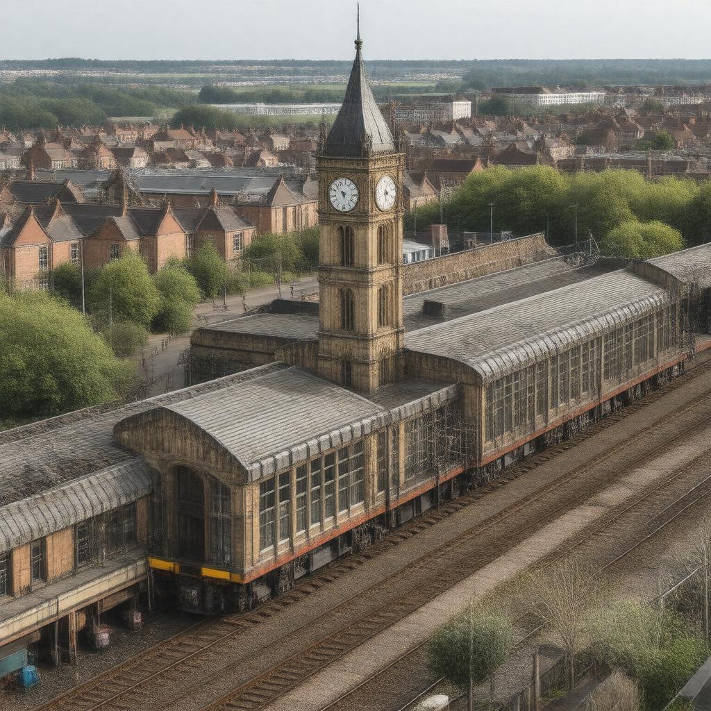 AI-created image of Derby railway station