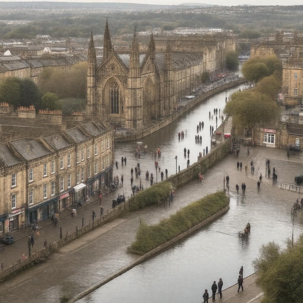 AI-created image of Dewsbury, West Yorkshire, England