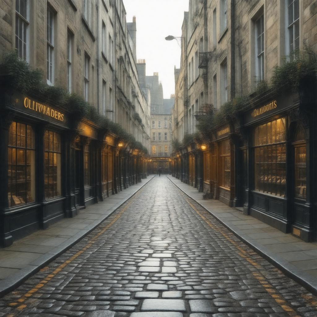AI-created image of Diagon Alley