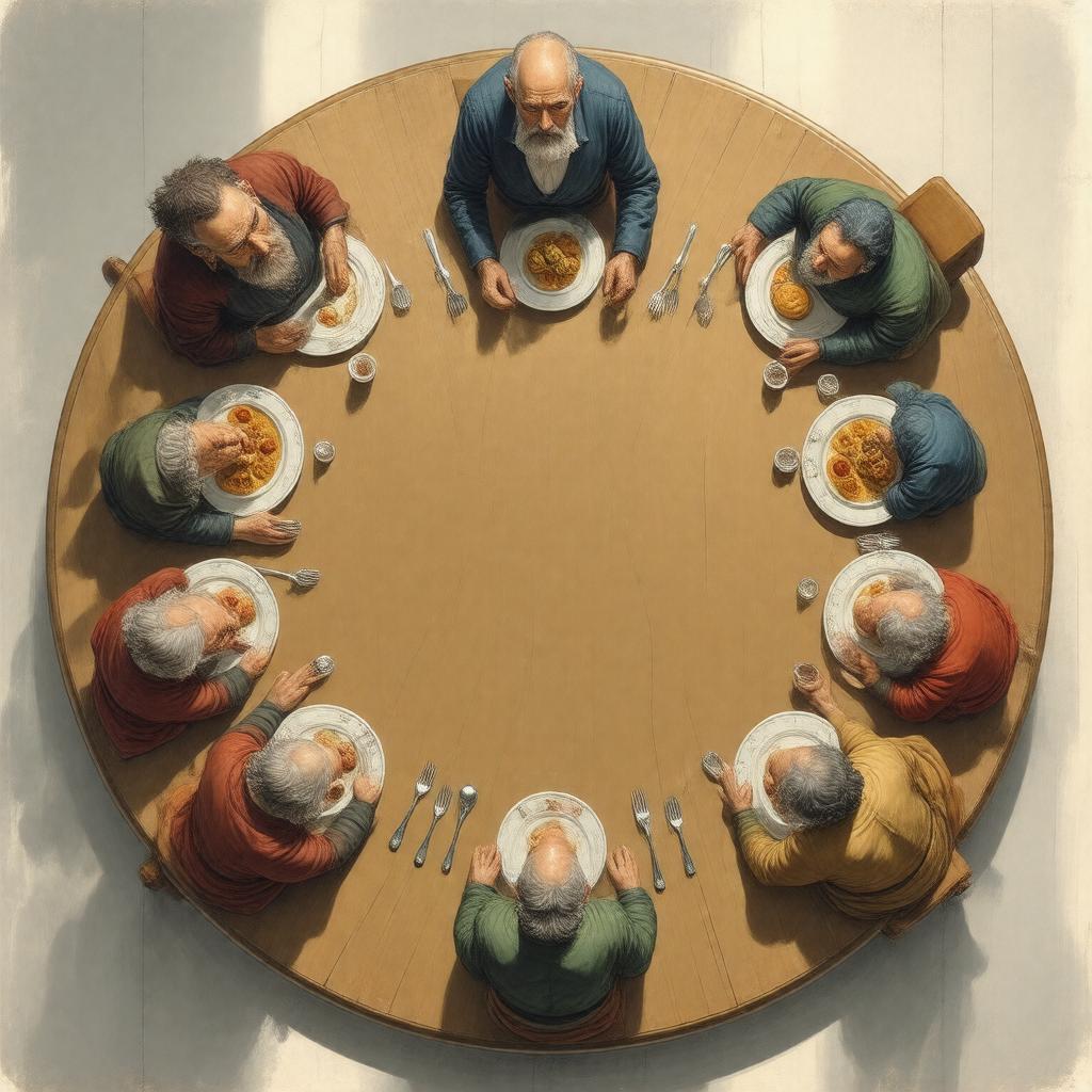 Click to view larger image AI-created image of Dining Philosophers problem