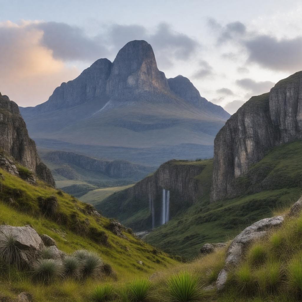 Click to view larger image AI-created image of Drakensberg Mountains