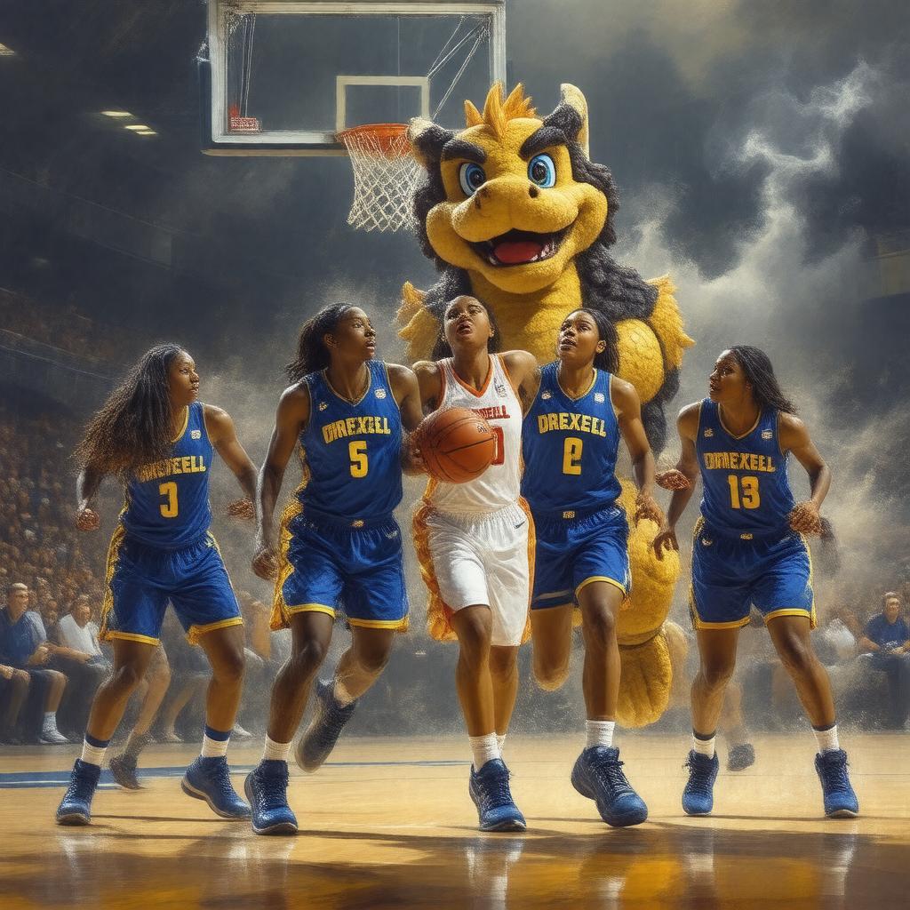 Click to view larger image AI-created image of Drexel Dragons women's basketball