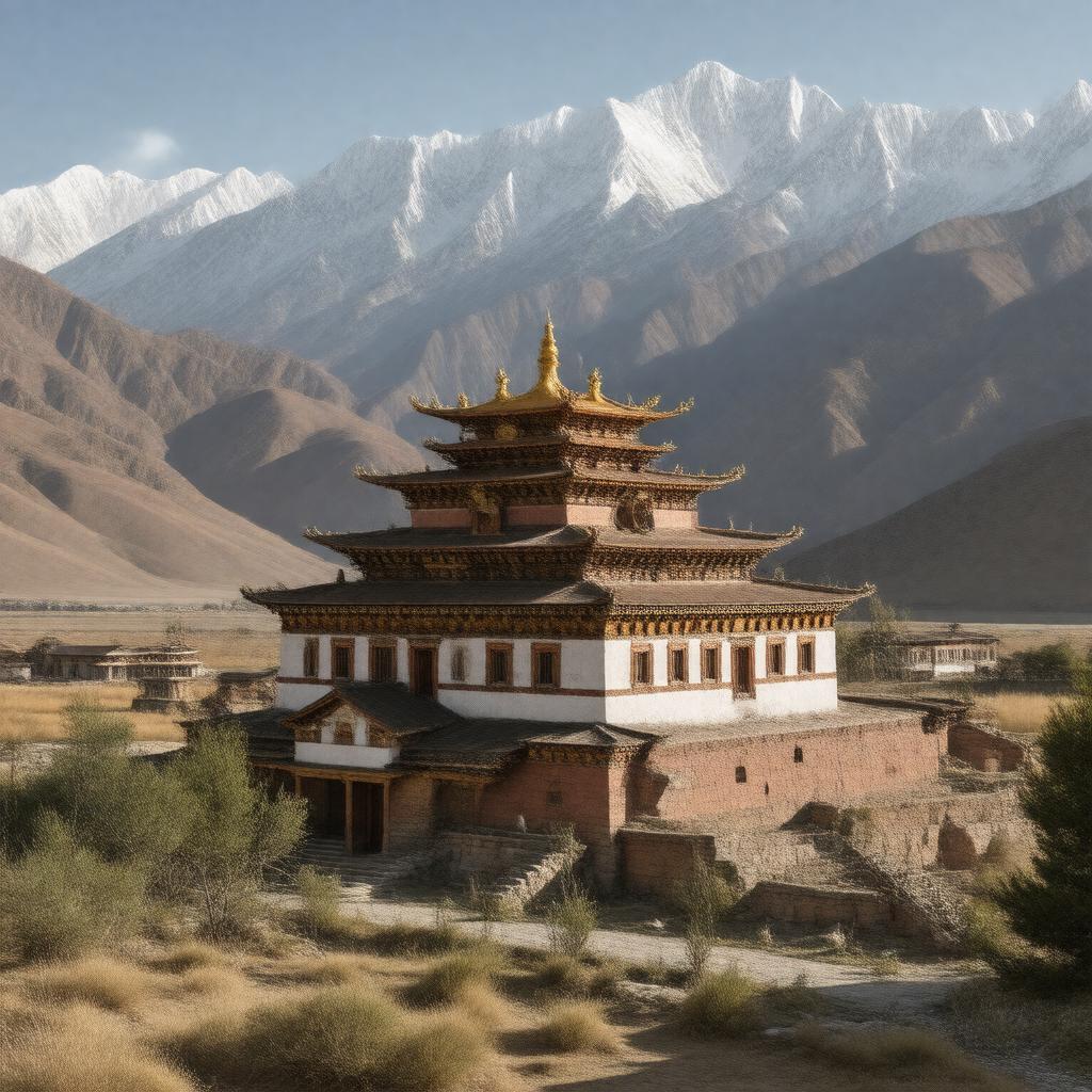 Click to view larger image AI-created image of Drikung Thil Monastery