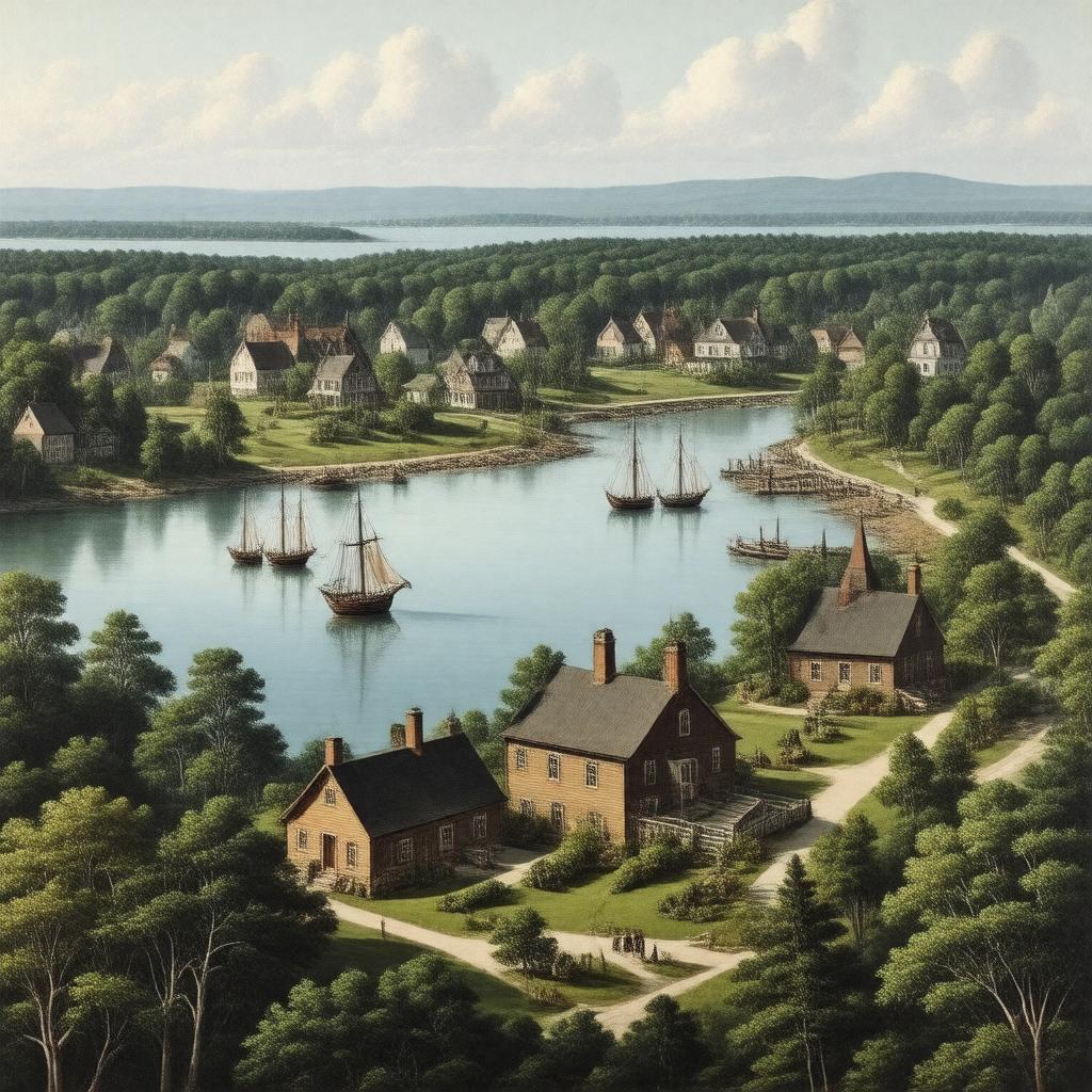 AI-created image of Duxbury, Plymouth Colony