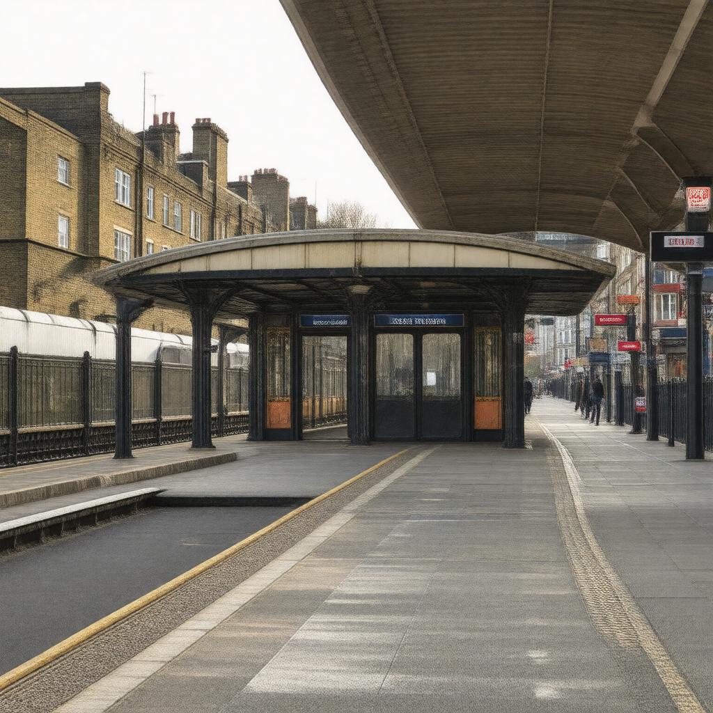 AI-created image of East Acton tube station
