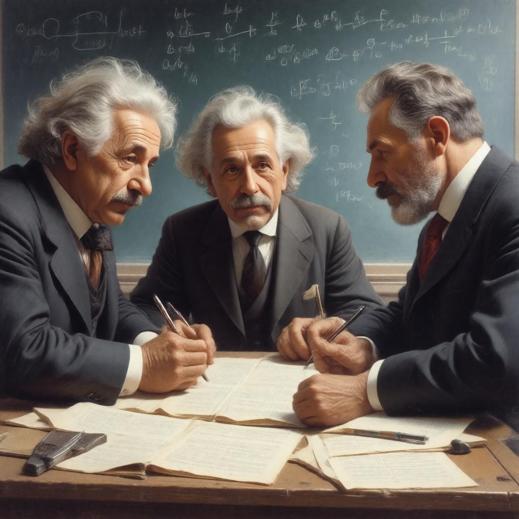 Click to view larger image AI-created image of Einstein, Podolsky, and Rosen (EPR paradox)