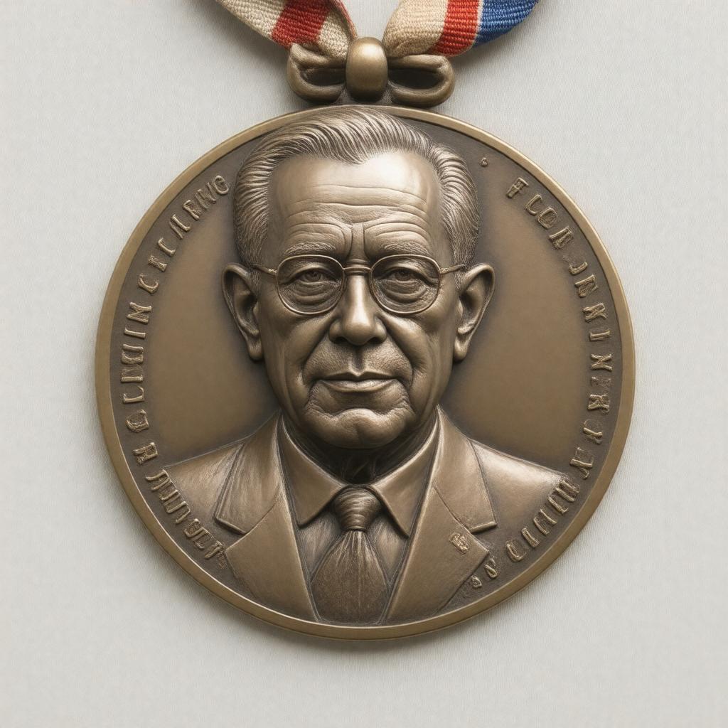 Click to view larger image AI-created image of Eisenhower Medal for Leadership and Service (Amartya Sen, related to the book)