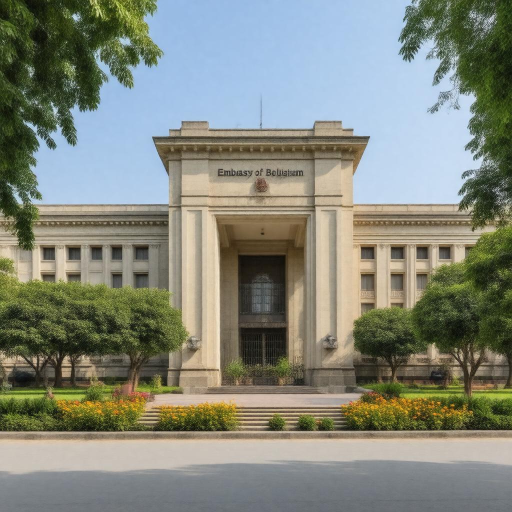 Click to view larger image AI-created image of Embassy of Belgium, New Delhi