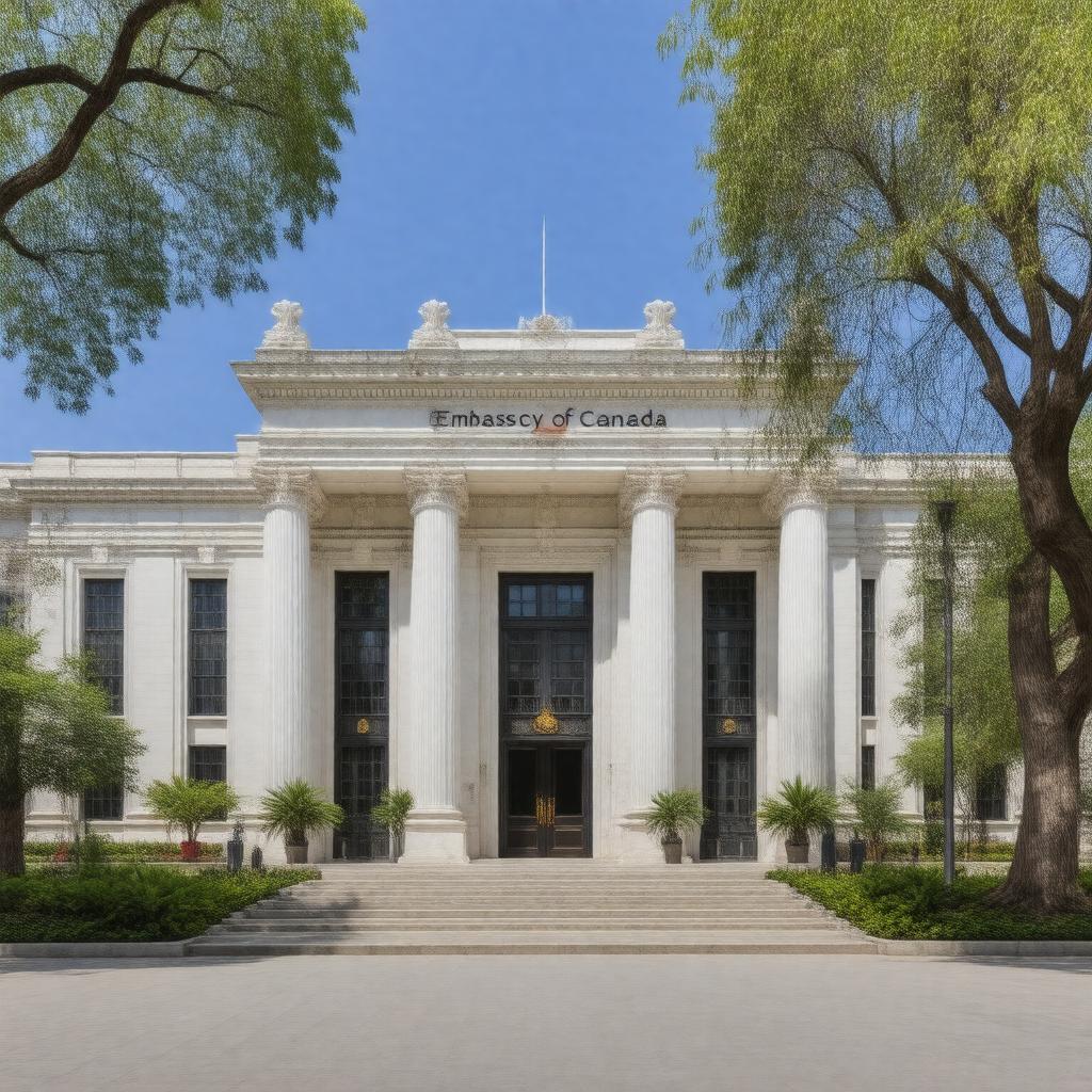 Click to view larger image AI-created image of Embassy of Canada, New Delhi