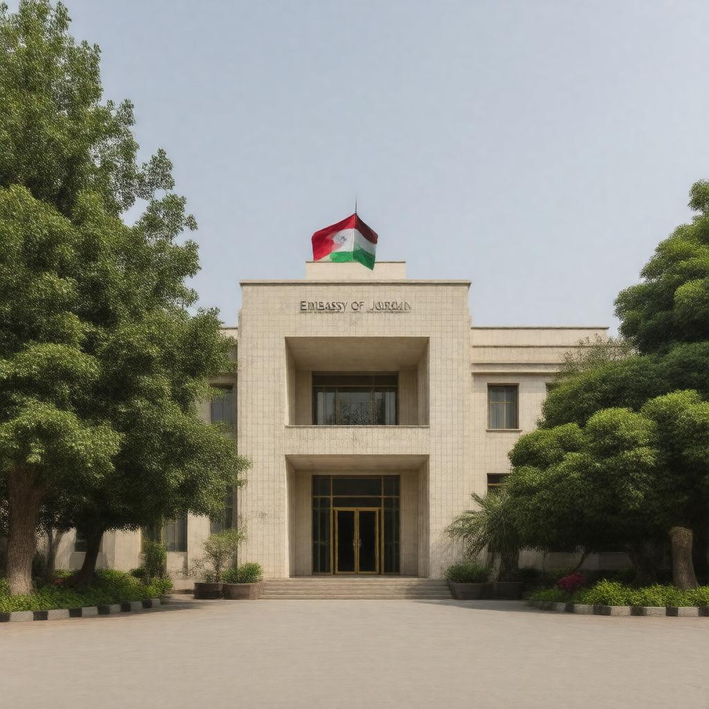 Click to view larger image AI-created image of Embassy of Jordan, New Delhi