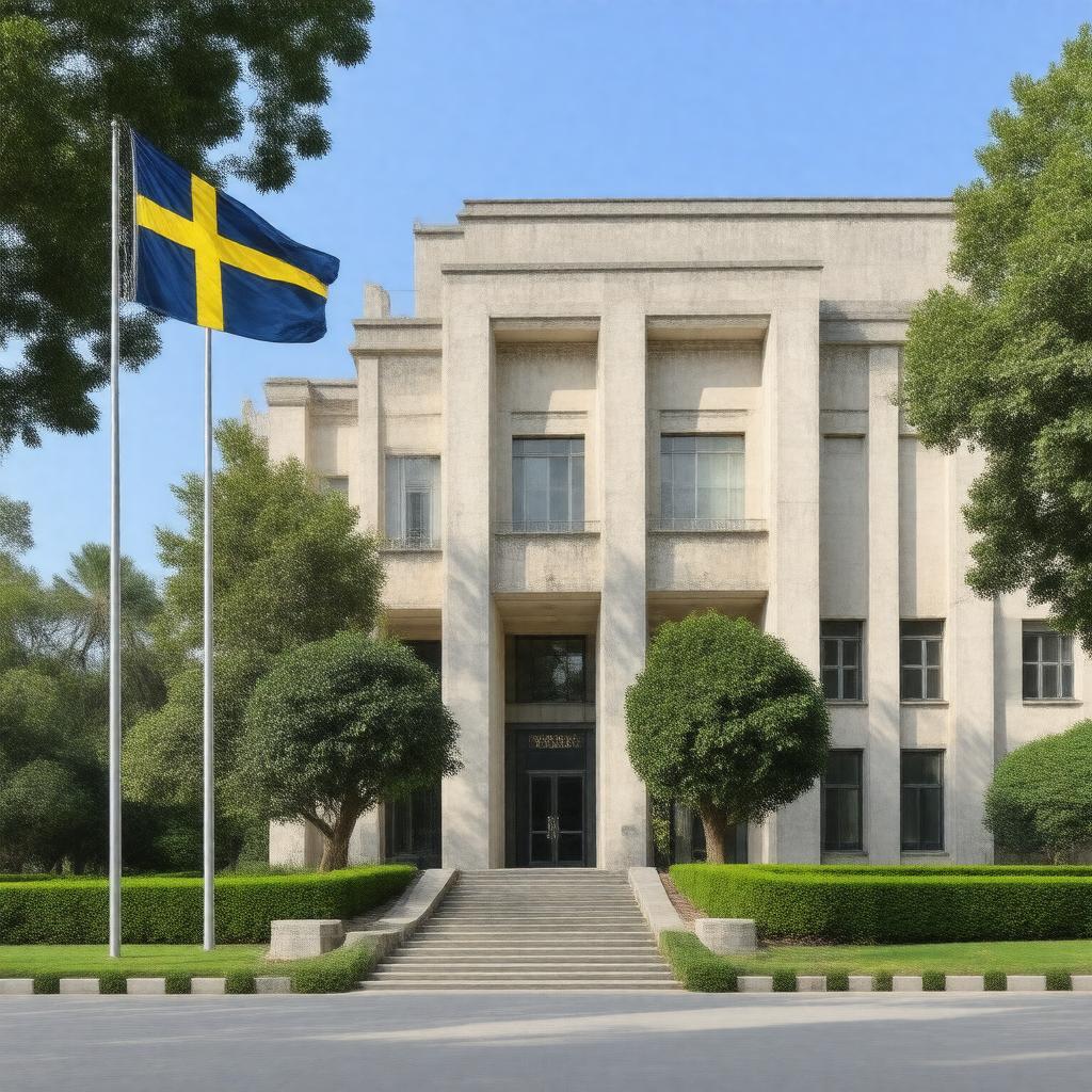 Click to view larger image AI-created image of Embassy of Sweden, New Delhi