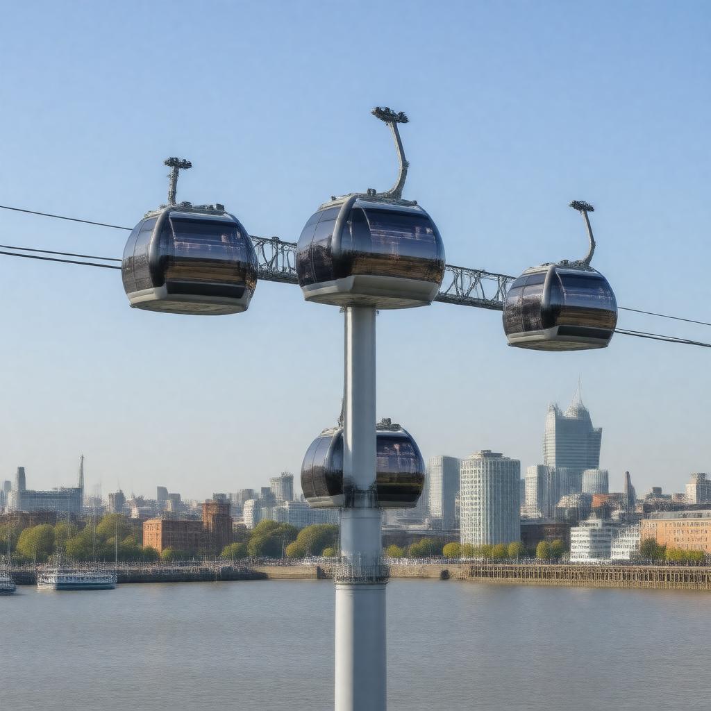 Click to view larger image AI-created image of Emirates Air Line cable car