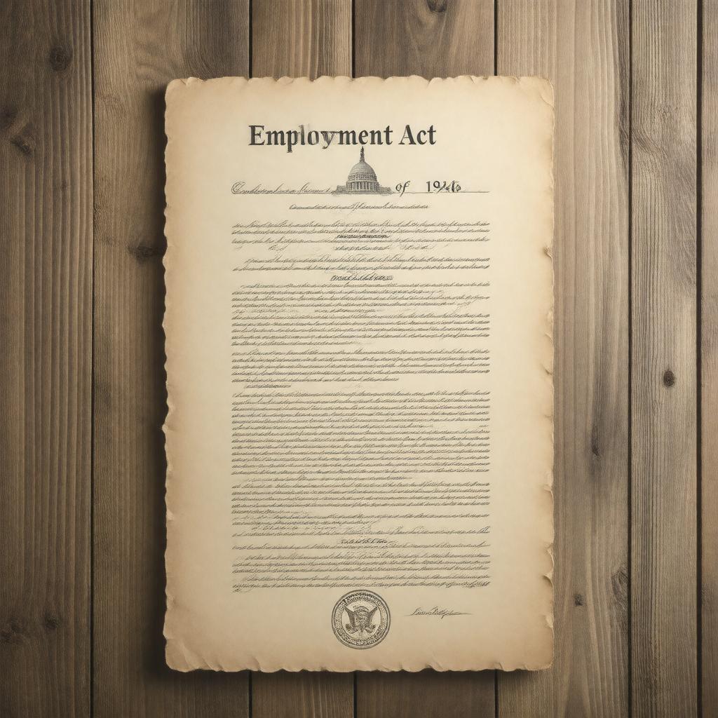 Click to view larger image AI-created image of Employment Act of 1946