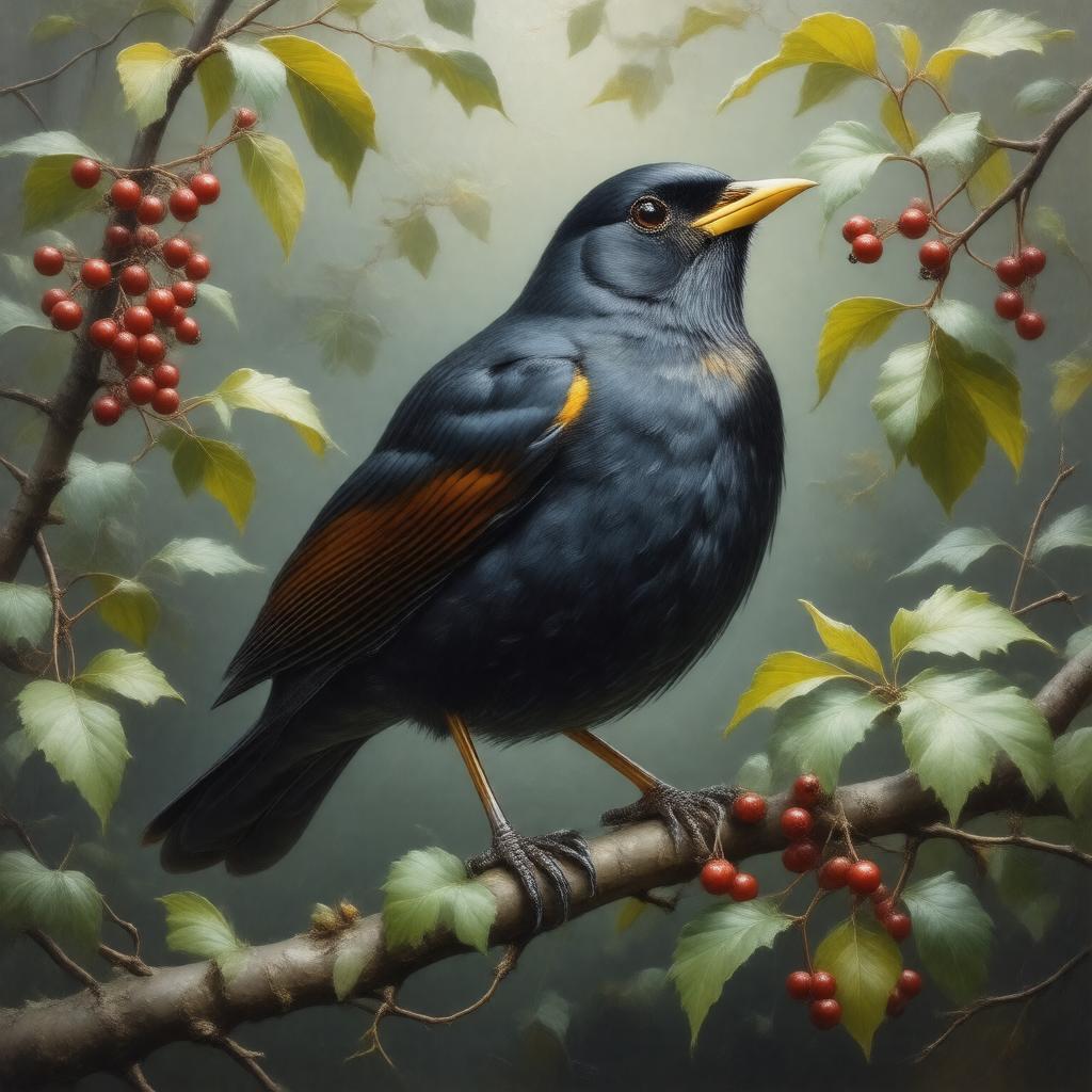 AI-created image of Eurasian blackbird