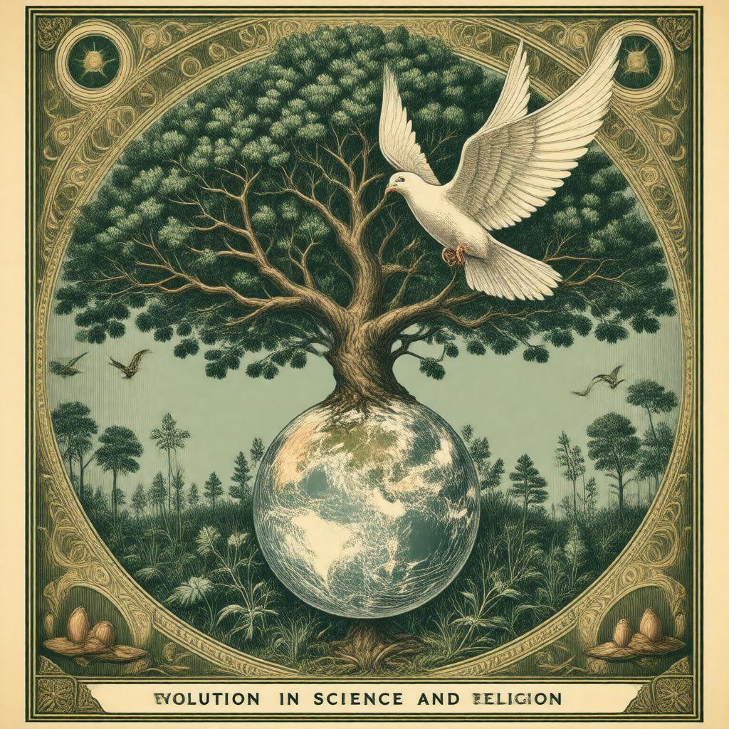 Click to view larger image AI-created image of Evolution in Science and Religion