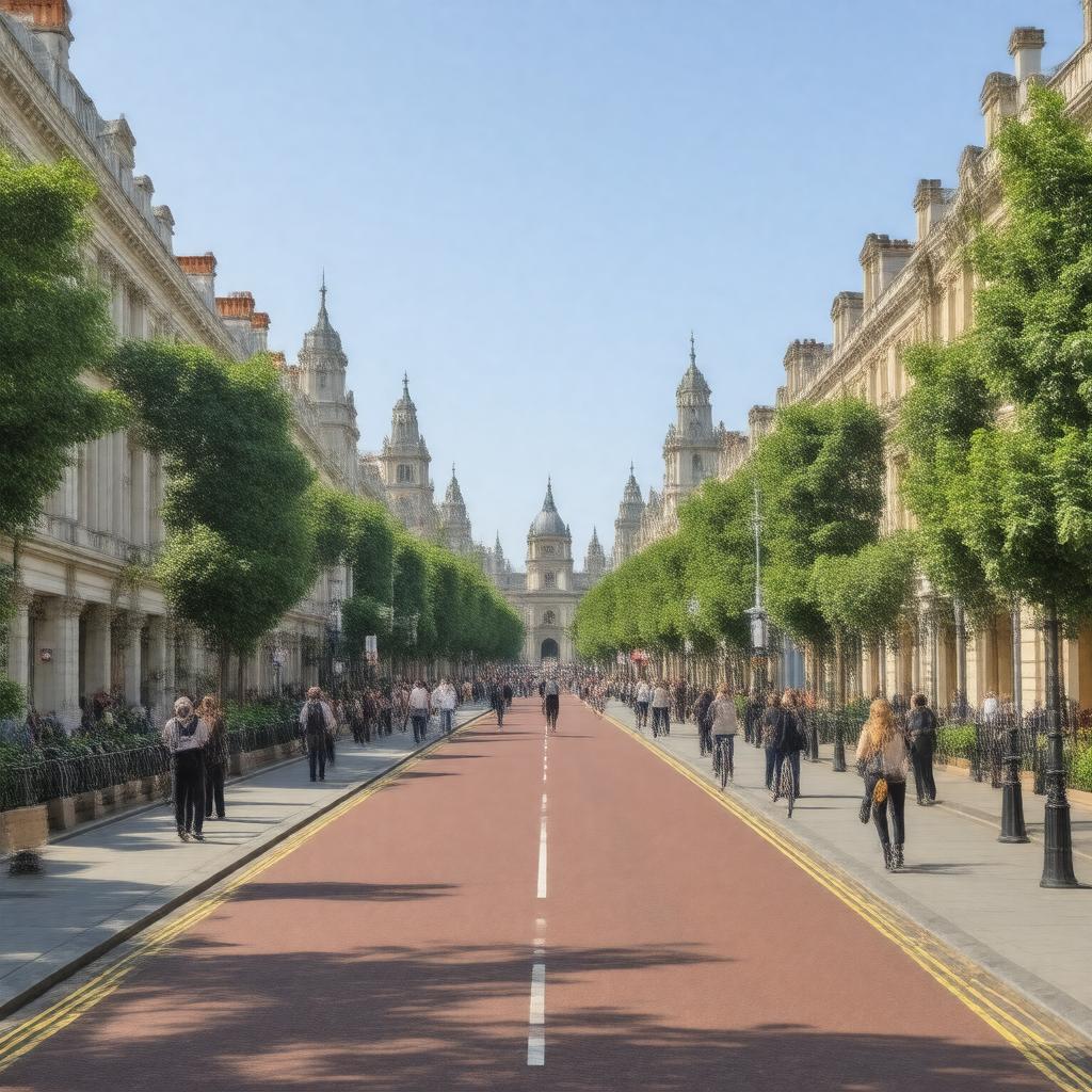 Click to view larger image AI-created image of Exhibition Road, South Kensington, London