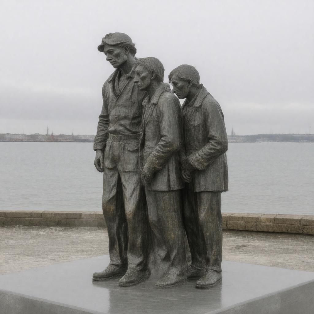 Click to view larger image AI-created image of Famine Memorial, Dublin