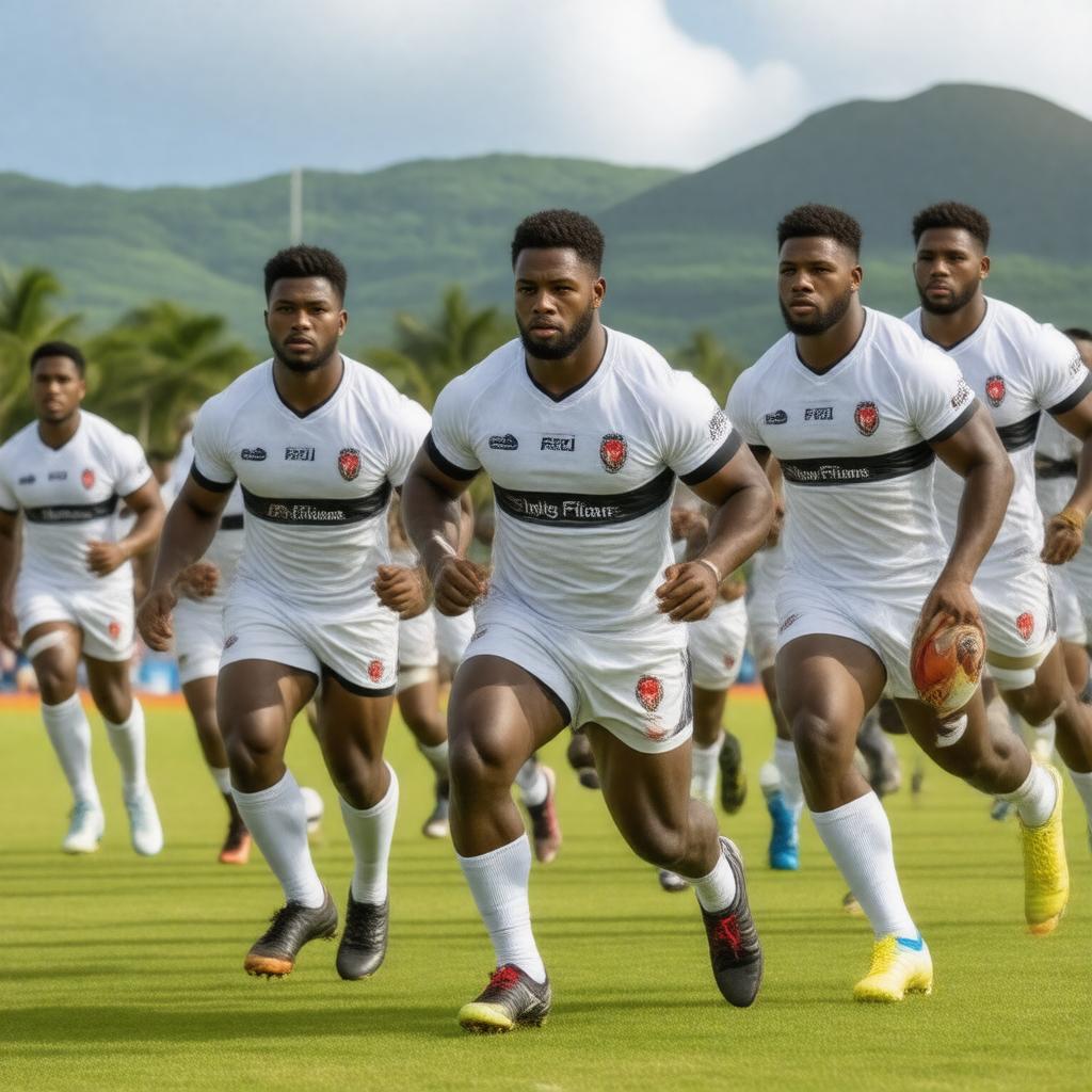 AI-created image of Fiji rugby sevens team