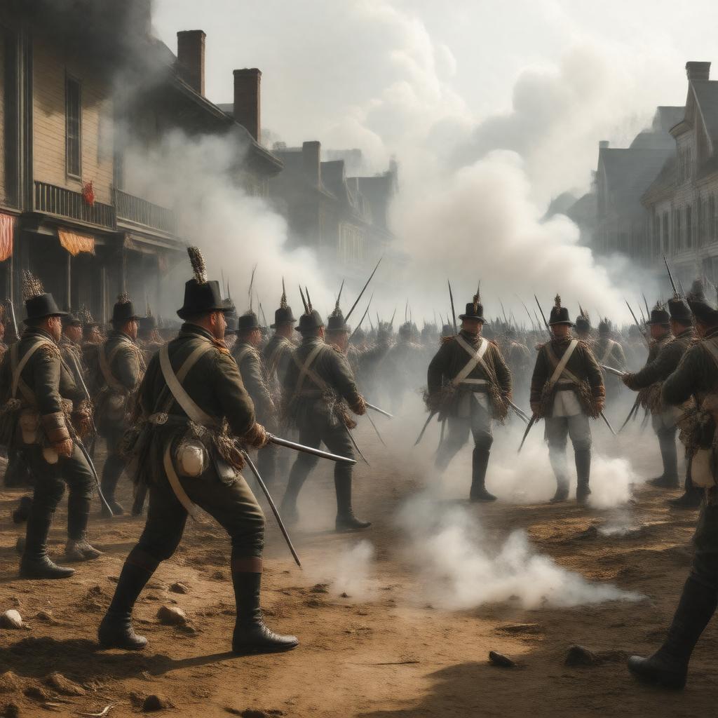 Click to view larger image AI-created image of First military engagements of the American Revolutionary War