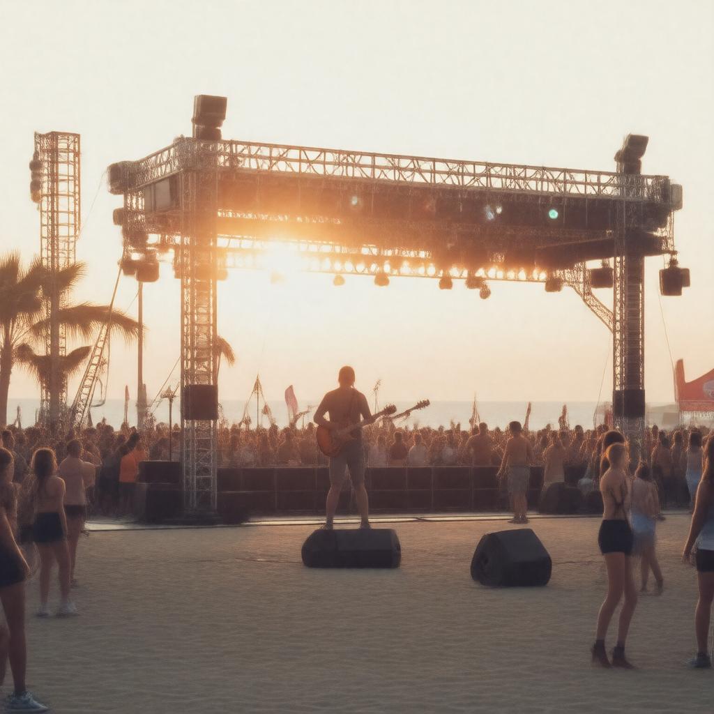 Click to view larger image AI-created image of Free Friday Night Bands on the Beach