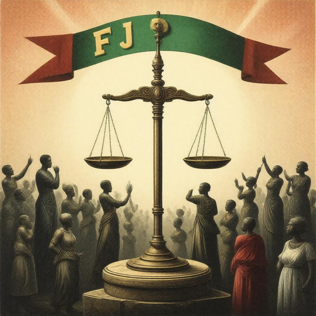Click to view larger image AI-created image of Freedom and Justice