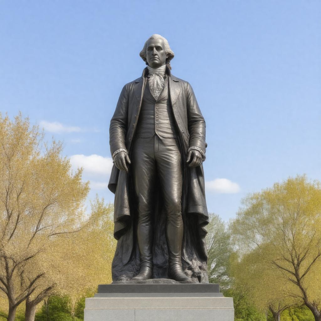 Click to view larger image AI-created image of George Washington statue