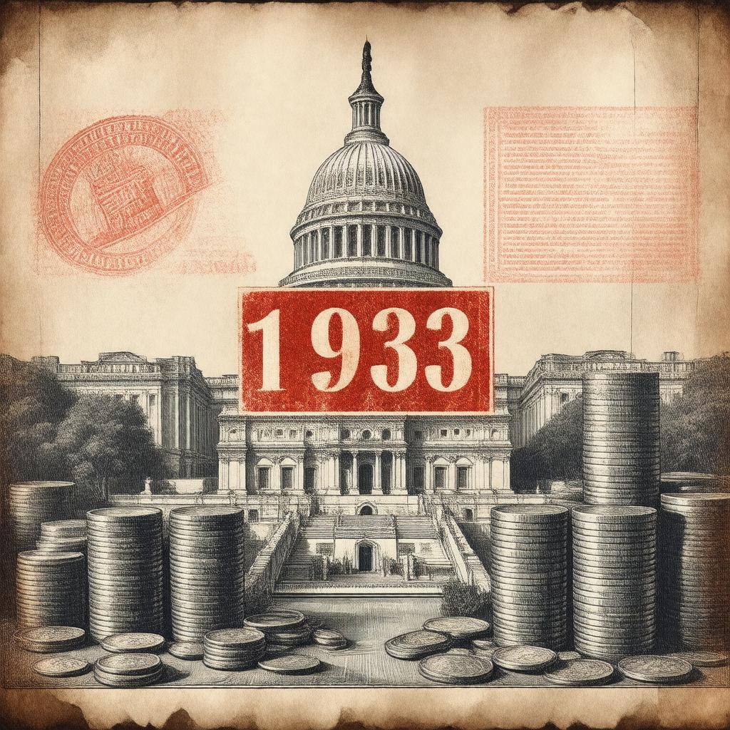 Click to view larger image AI-created image of Glass-Steagall Act
