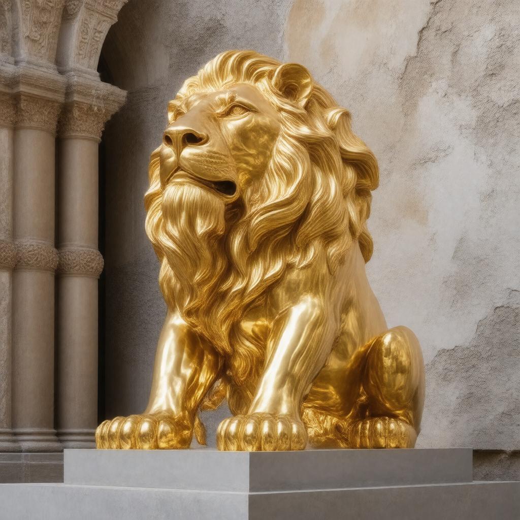 AI-created image of Golden Lion for sculpture