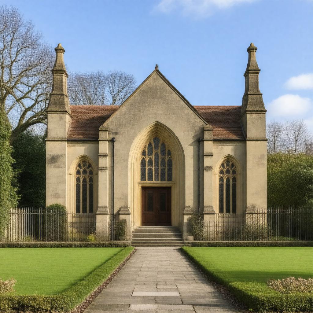 Click to view larger image AI-created image of Golders Green Crematorium, London