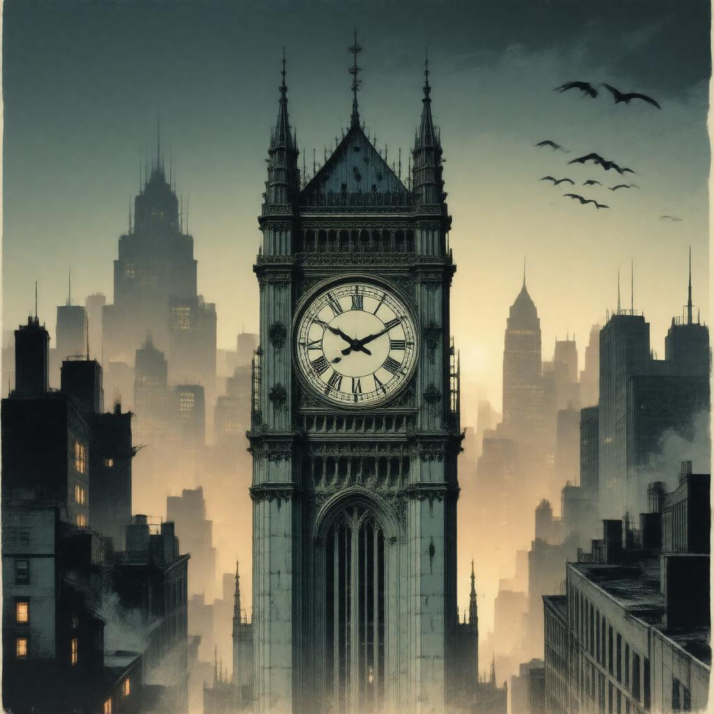 AI-created image of Gotham Clock Tower