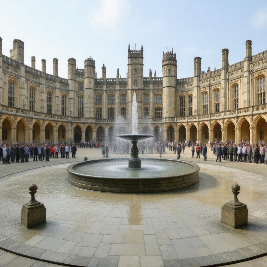 AI-created image of Great Court, Trinity College