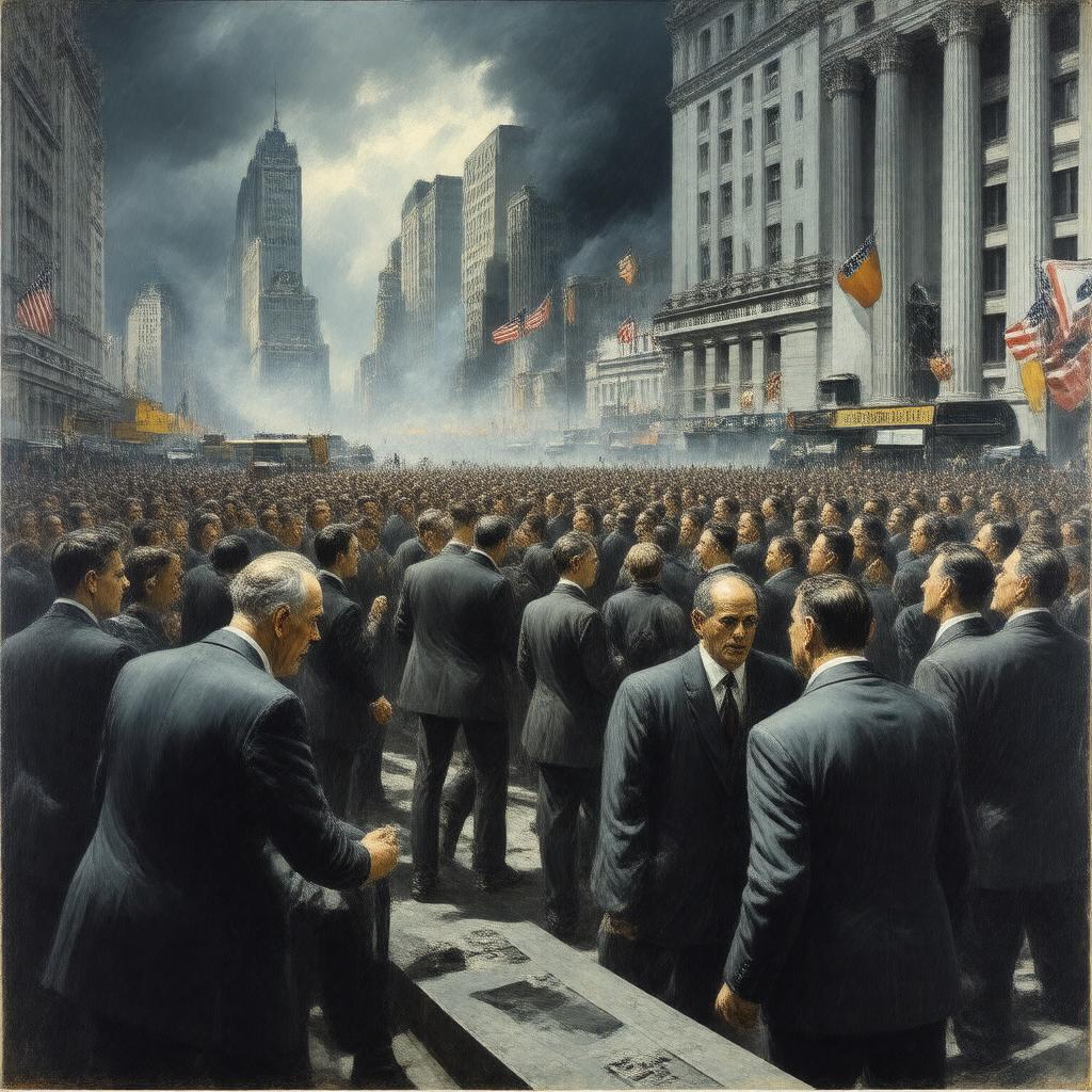 Click to view larger image AI-created image of Great Depression crash (1929)