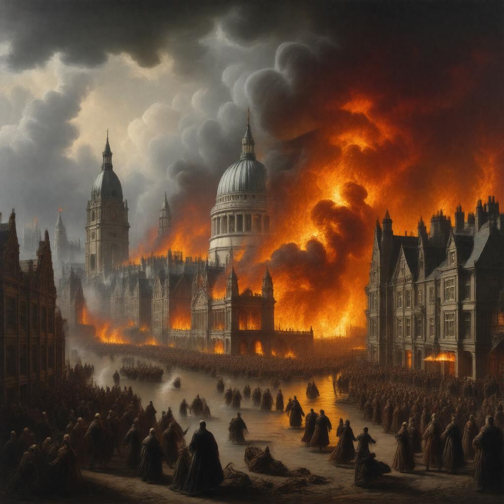 Click to view larger image AI-created image of Great Fire of London (1666)