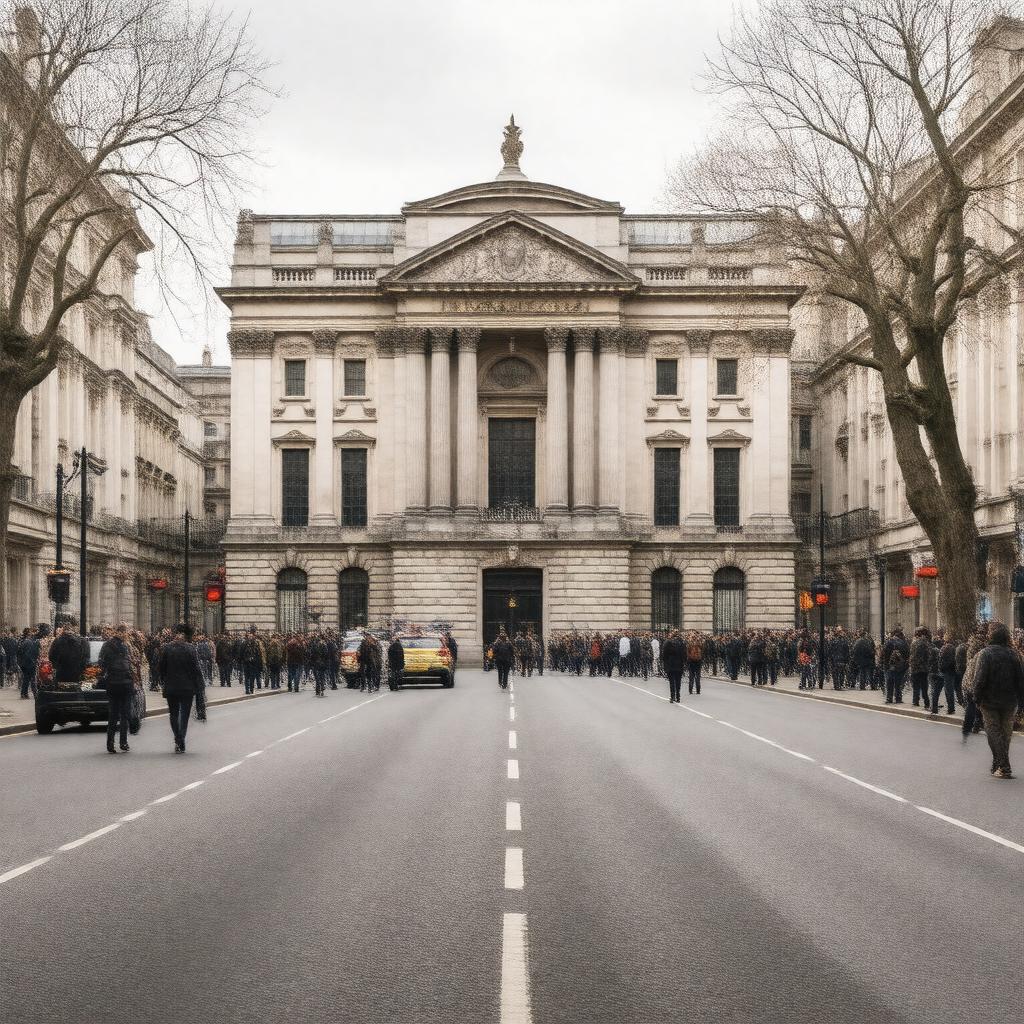 AI-created image of Great Russell Street, Bloomsbury, London WC1B 3DG