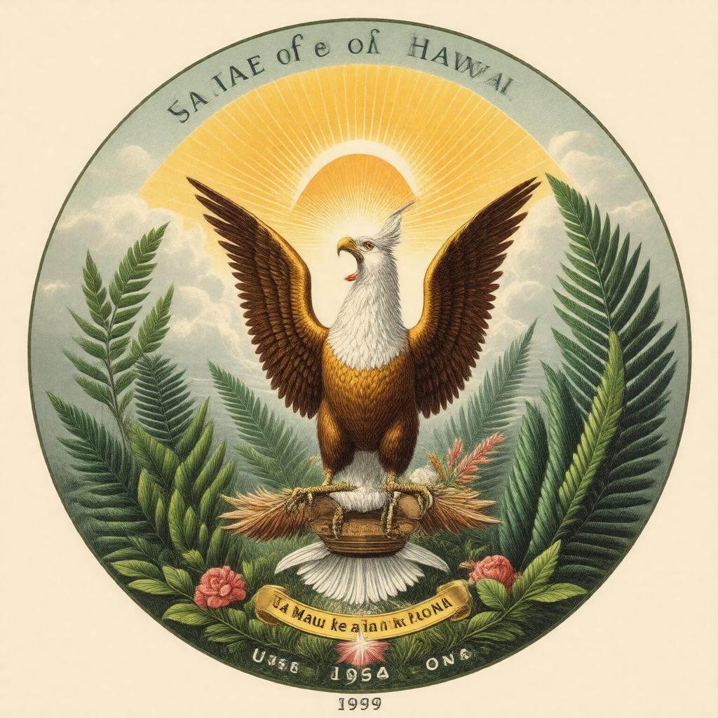 Click to view larger image AI-created image of Great Seal of the State of Hawaii