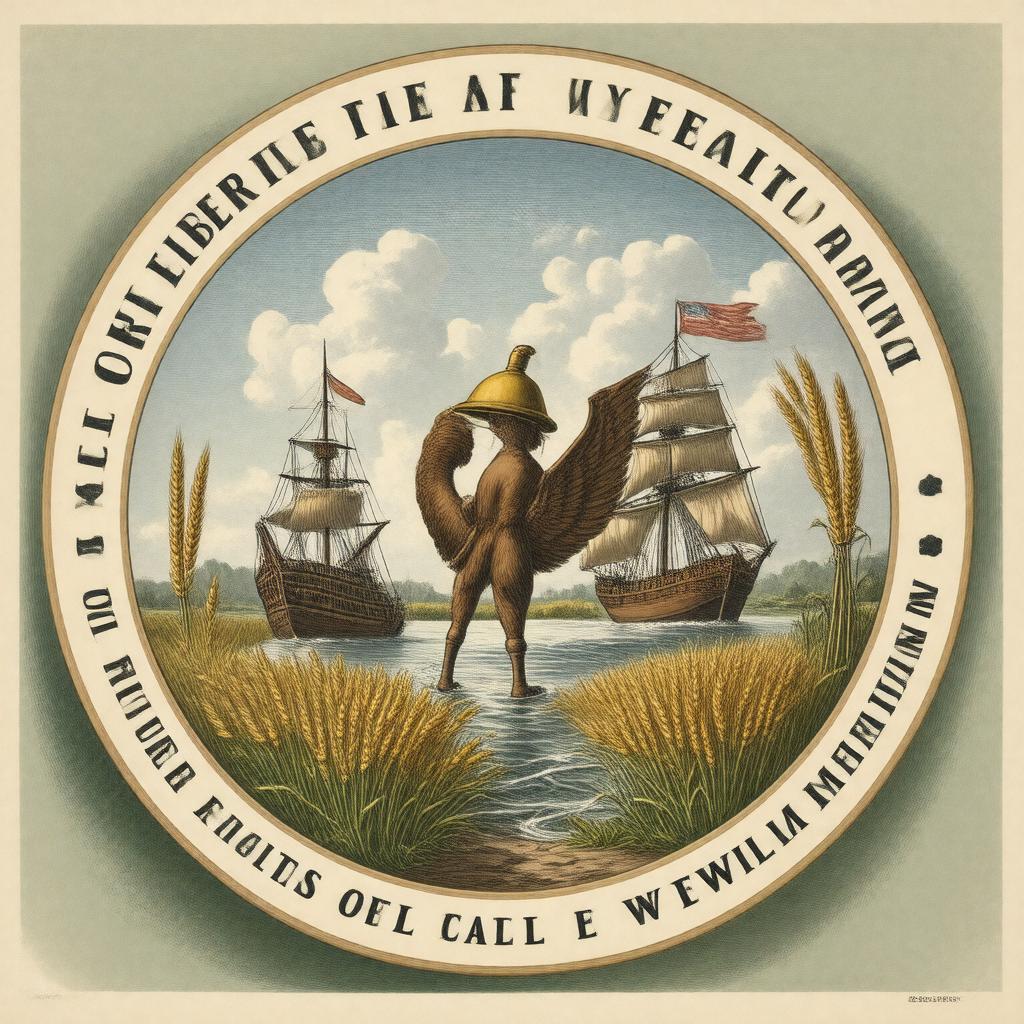 Click to view larger image AI-created image of Great Seal of the State of Iowa