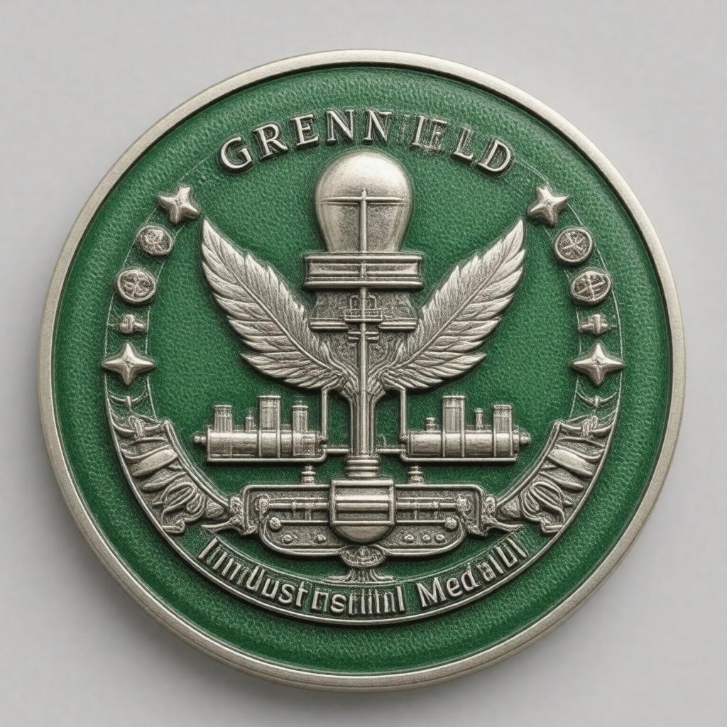 Click to view larger image AI-created image of Greenfield Industrial Medal