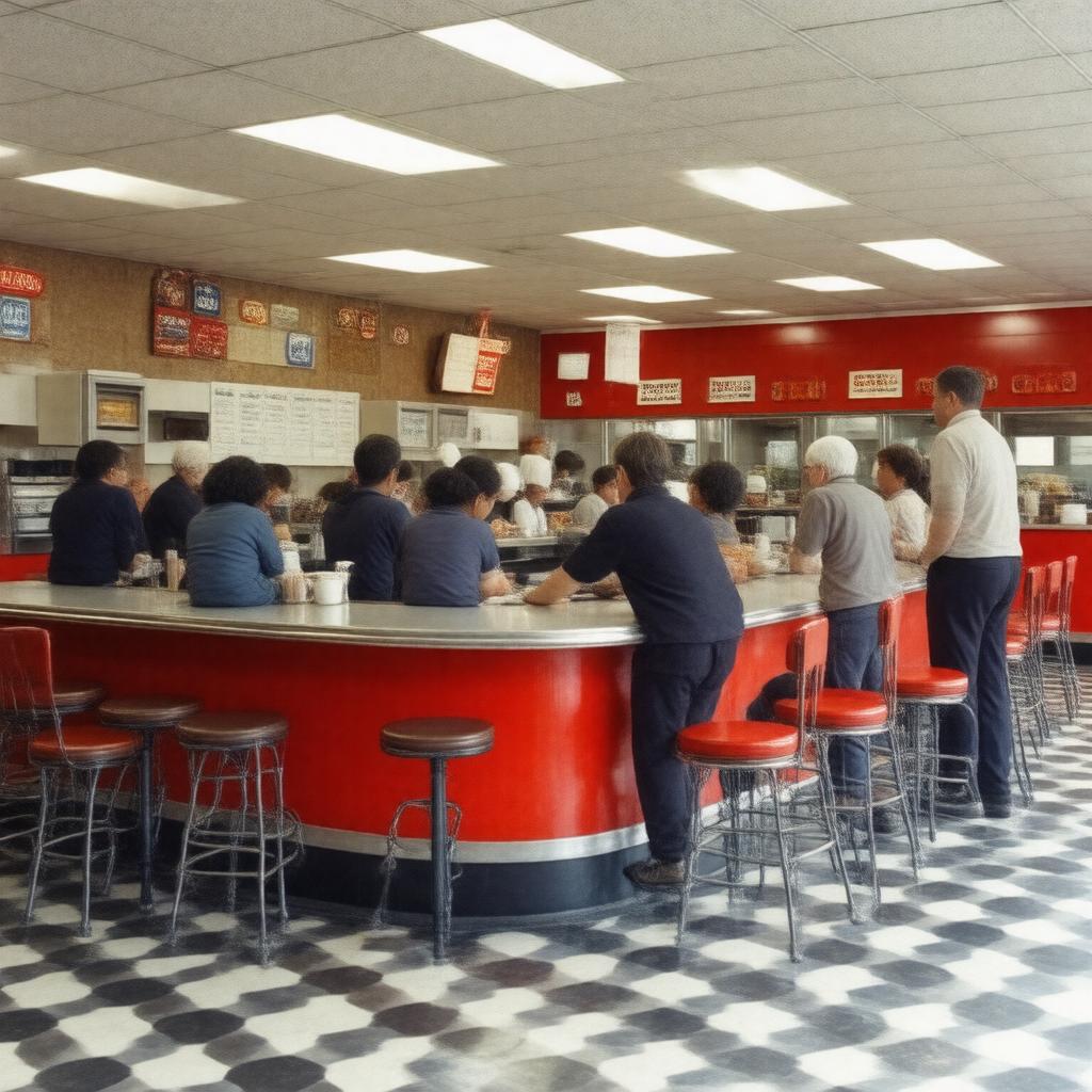 Click to view larger image AI-created image of Greensboro lunch counter